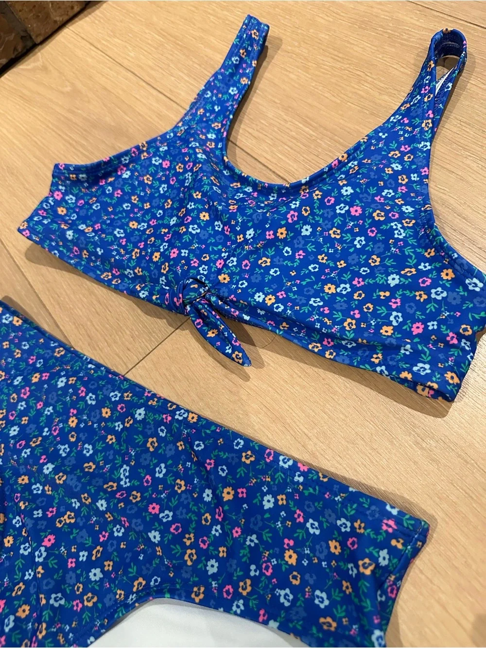 Girls Blue Floral Two-Piece Swim Set